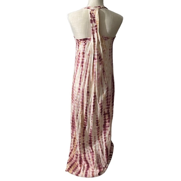Love Stitch Tie Dye Scale Metallic Dots Textured Sleeveless Halter Maxi Dress Sm - Picture 6 of 12